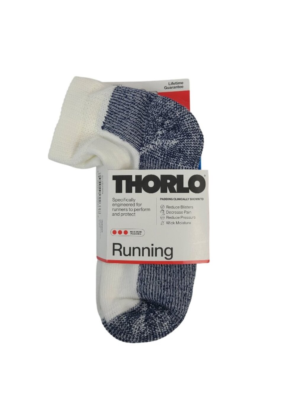 NEW Thorlo Unisex Running Socks White/Navy Ankle Sz Large